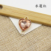 Golden crystal heart-shaped handmade, metal earrings, 12mm