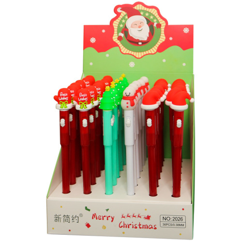 Gel pen small gift Santa pen primary school children creative gift Christmas light pen product pen