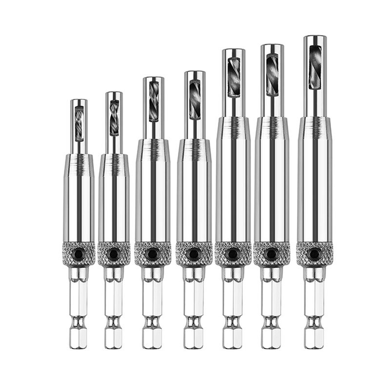 Door And Window Hinge Hinge Hole Opener Woodworking Drilling Positioning Twist Drill Set High-speed Steel Special-shaped Hexagonal Drill