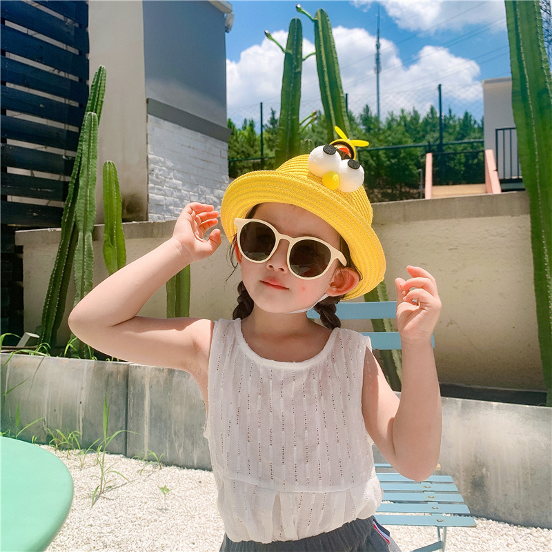 Children's Straw Hat Boy Sun Hat Baby Summer Sun Hat Cute Super Cute Sunscreen Girl Beach Hat display picture 3