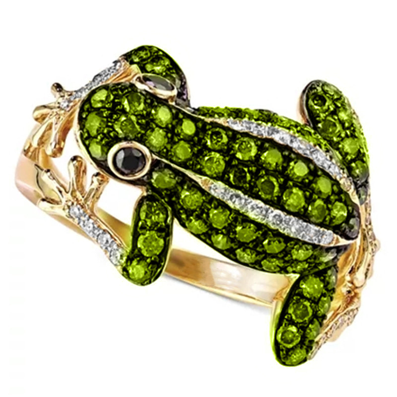 New Creative Realistic Frog Shape Micro-set Zircon Female Alloy Ring Accessories display picture 1