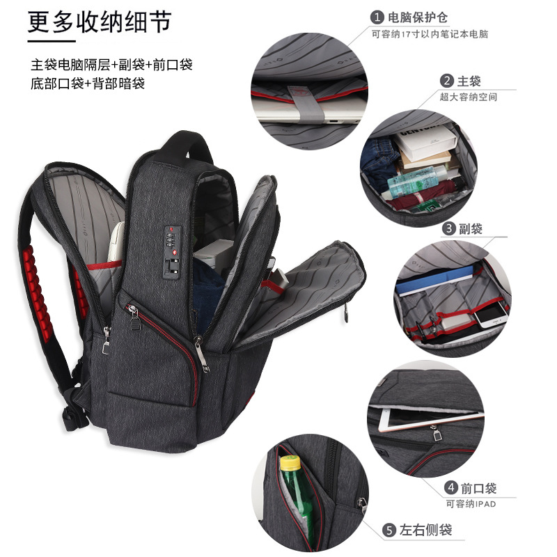 男士背包新款防盗多功能包防水登山包旅游休闲包电脑包男包双肩包