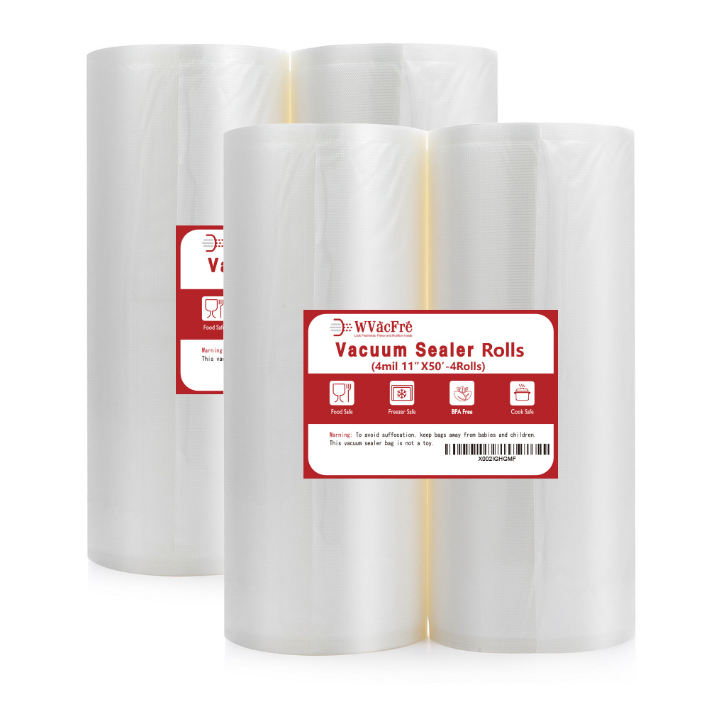 4卷家用型商业级透明食品真空压缩袋带纹路的尼龙复合真空包装袋