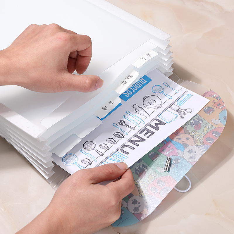 卡通PP風琴包定制 學生插頁試卷收納袋 辦公票據包 多頁分類文件