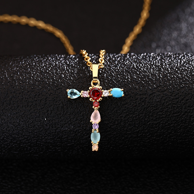 Lady Letter Agate Plating Zircon Pendant Necklace 1 Piece