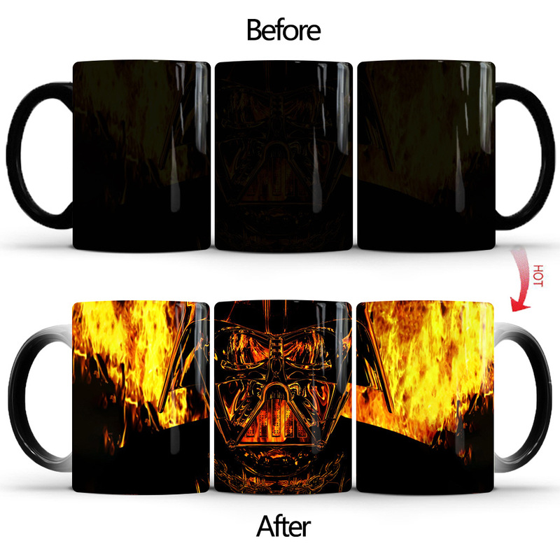 Foreign trade Star Wars Black Warrior color change mug ceramic thermal coffee personality breakfast Cup cross-border wholesale