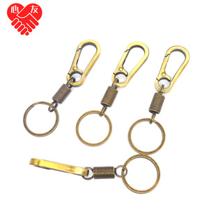 Bronze spring keychain zinc alloy metal waist padlock distressed retro key ring Yiwu small commodity direct batch