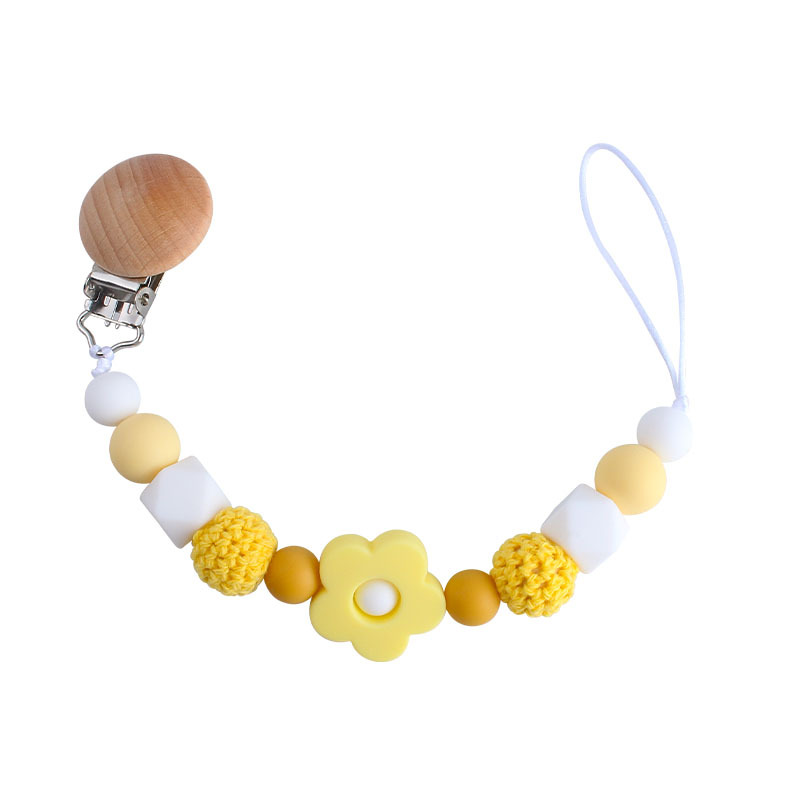 Nuevo bebé haya chupete clip bebé creativo calmante cuentas de silicona Rosa mordedor Cadena de chupete cadena anti-gota