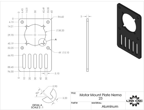 link cnc Openbuilds 57 stepper motor mounting plate aluminum plate bracket 96.5x60x3 V-groove