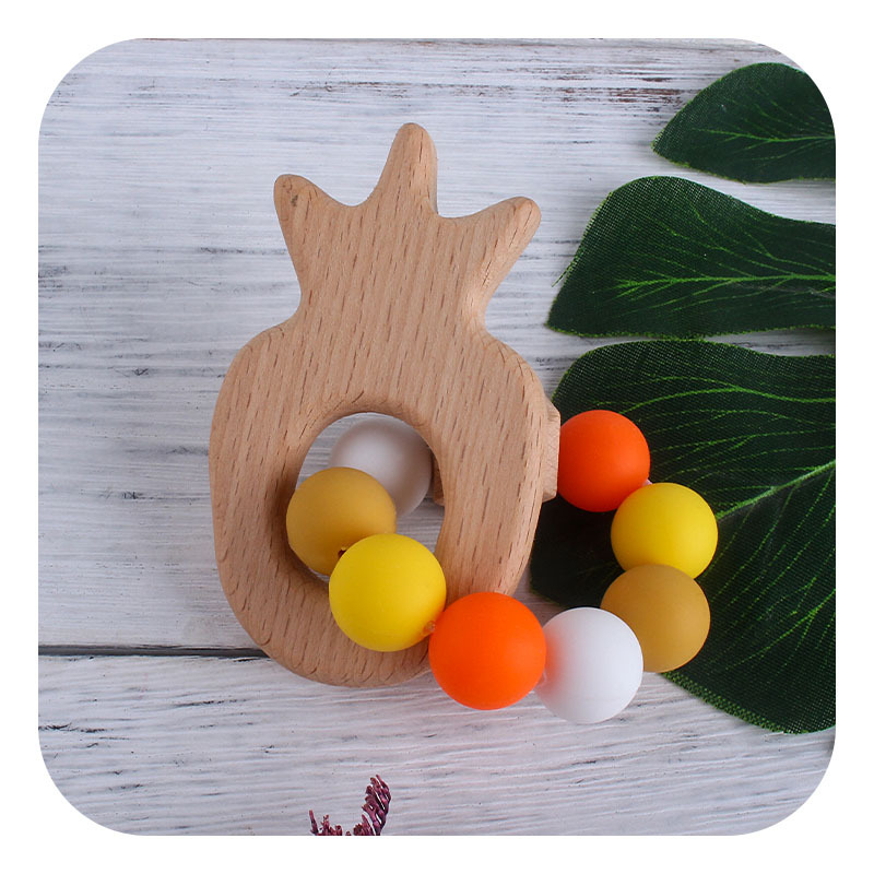 Nuevo DIY creativo de dibujos animados de haya de juguete mordedor pulsera bebé Seguridad Protección del Medio Ambiente cuentas de silicona pulsera mordedor palo