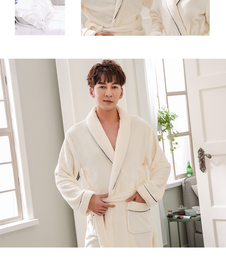 GraceChic GraceChic Autumn And Winter Thickened Flannel Couple's Coral Fleece Pajamas Bathrobe_voghion.com