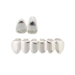嘻哈牙套真金電鍍光面上2牙下6牙套hiphop teeth grills歐美跨境