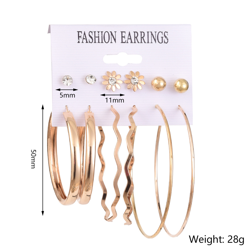 Big Circle Exaggerated Earrings Set 6 Pairs display picture 3