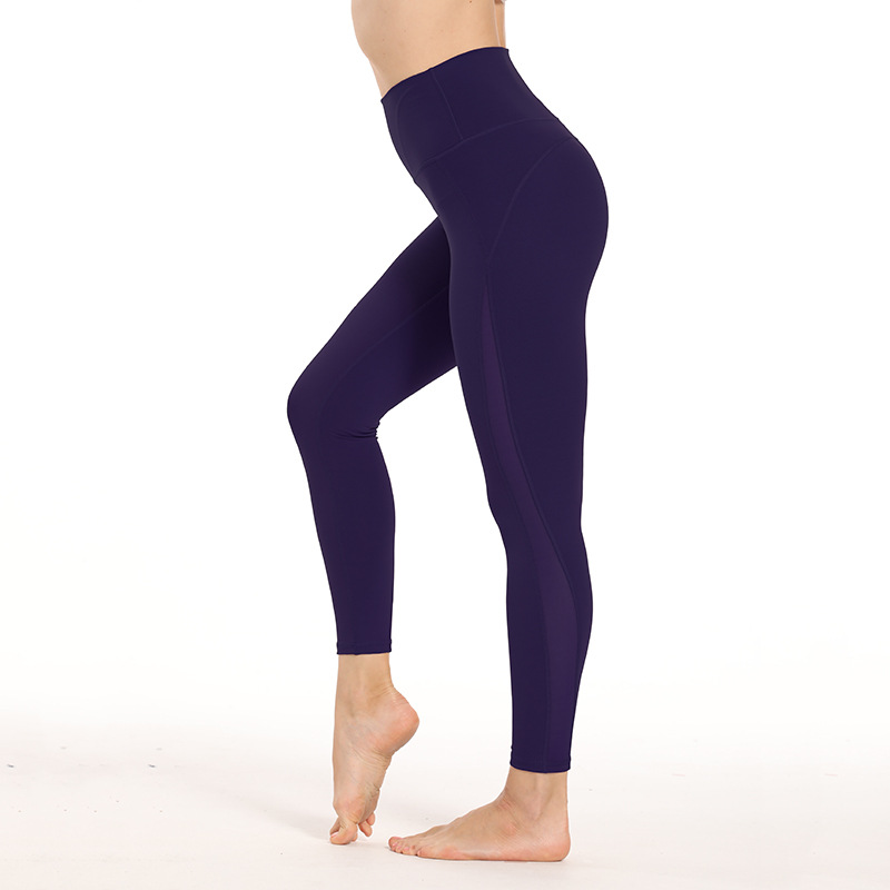 定制！春夏款纯色运动瑜伽裤双面锦纶修身健身裤提臀紧身裤