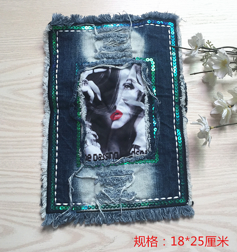 Denim pegatinas ropa de dibujos animados parche agujero parche de gran tamaño Denim pantalones rodilla codo pegatinas moda apliques Denim