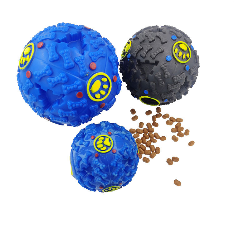 Fabricante en stock perro sonido merienda Bola de fuga de alimentos juguete molar rompecabezas extraño bola Dispositivo de fuga suministros de alimentos para mascotas