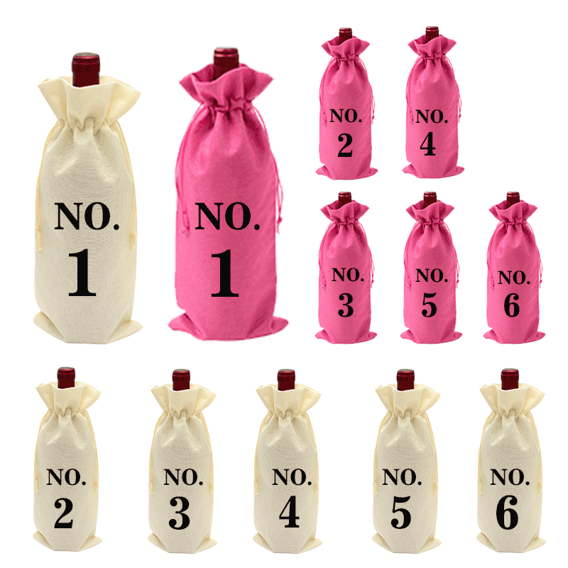 黄麻酒袋批发1-10个套装酒瓶袋多色香槟酒袋防尘抽绳酒袋