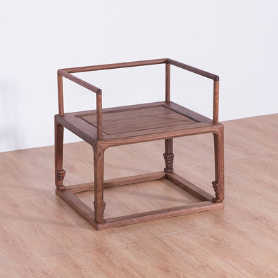 榆木黑胡桃鶴腿禅椅仿古圈椅實木休閑椅子明清方椅新中式茶椅