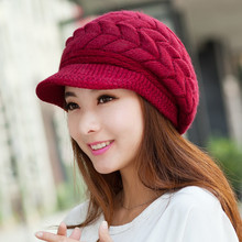帽子韩国女士秋冬天贝雷针织护耳毛线帽兔毛帽潮冬季加厚保暖韩版