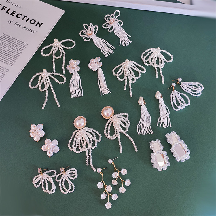 bride Earrings manual Beading Earrings temperament have cash less than that is registered in the accounts have more cash than can be accounted for Versatile Auricular needling Ear clip Wedding dress full dress Accessories 6582