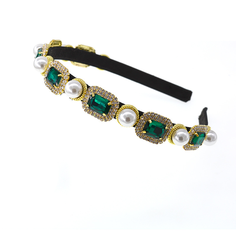 Korean Rhinestone Crystal Color Sea Story Baroque Style Gem Color Diamond Hairband Joker Haircard Jewelry