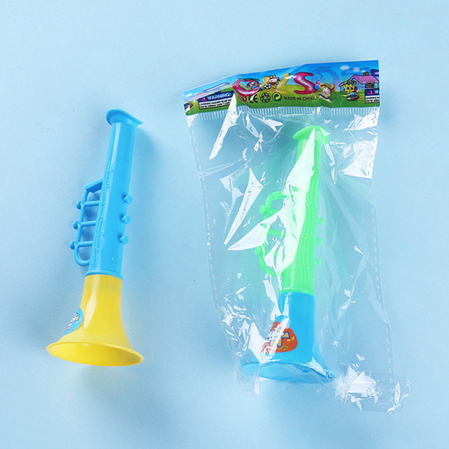 Children's Trumpet Toy Mini Double Section Trumpet Baby Cartoon Plastic Kindergarten Small Winding Instrument Wholesale
