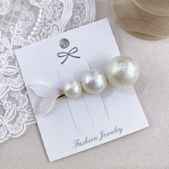 New Pearl Rhinestone Fishtail Hairpin Fashion Mermaid Side Clip Hairpin Headdress Wholesale Nihaojewelry display picture 11