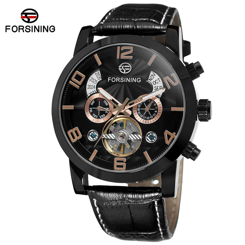 Forsining Fusini hombres de negocios reloj mecánico automático calendario multifuncional cinturón reloj mecánico 165