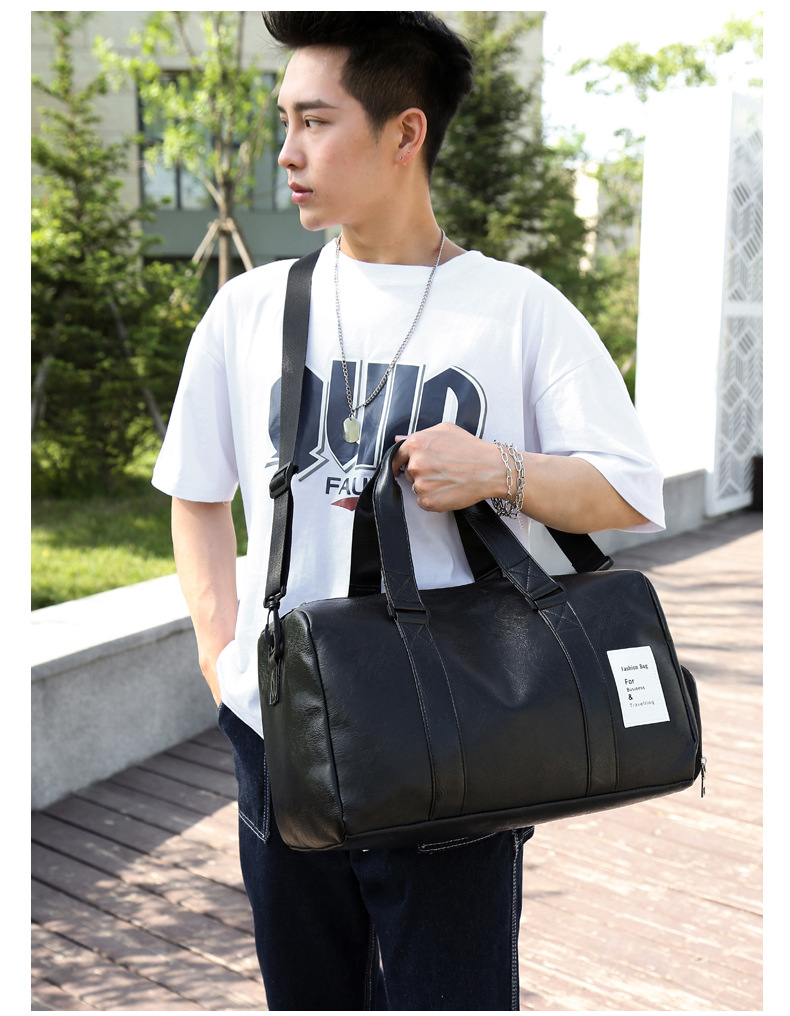 Men's Basic Solid Color Pu Leather Travel Bags display picture 1
