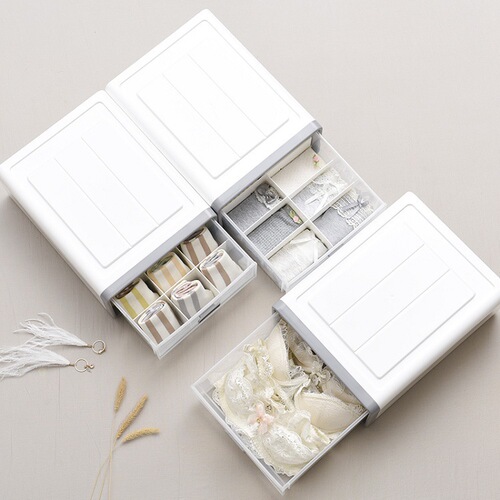 Creative plastic dormitory multi-grid drawer-style underwear storage box, pants socks bra organizer, wardrobe storage