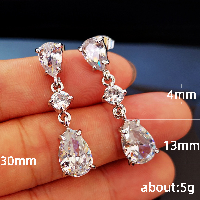 Fashion Water Drop Large Zircon Copper Earrings Wholesale display picture 1