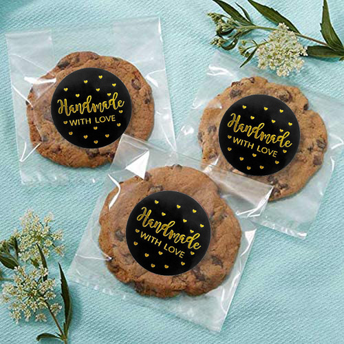 Wholesale black hot stamping handmade baking packaging seal sticker small gift cute decoration thank you label