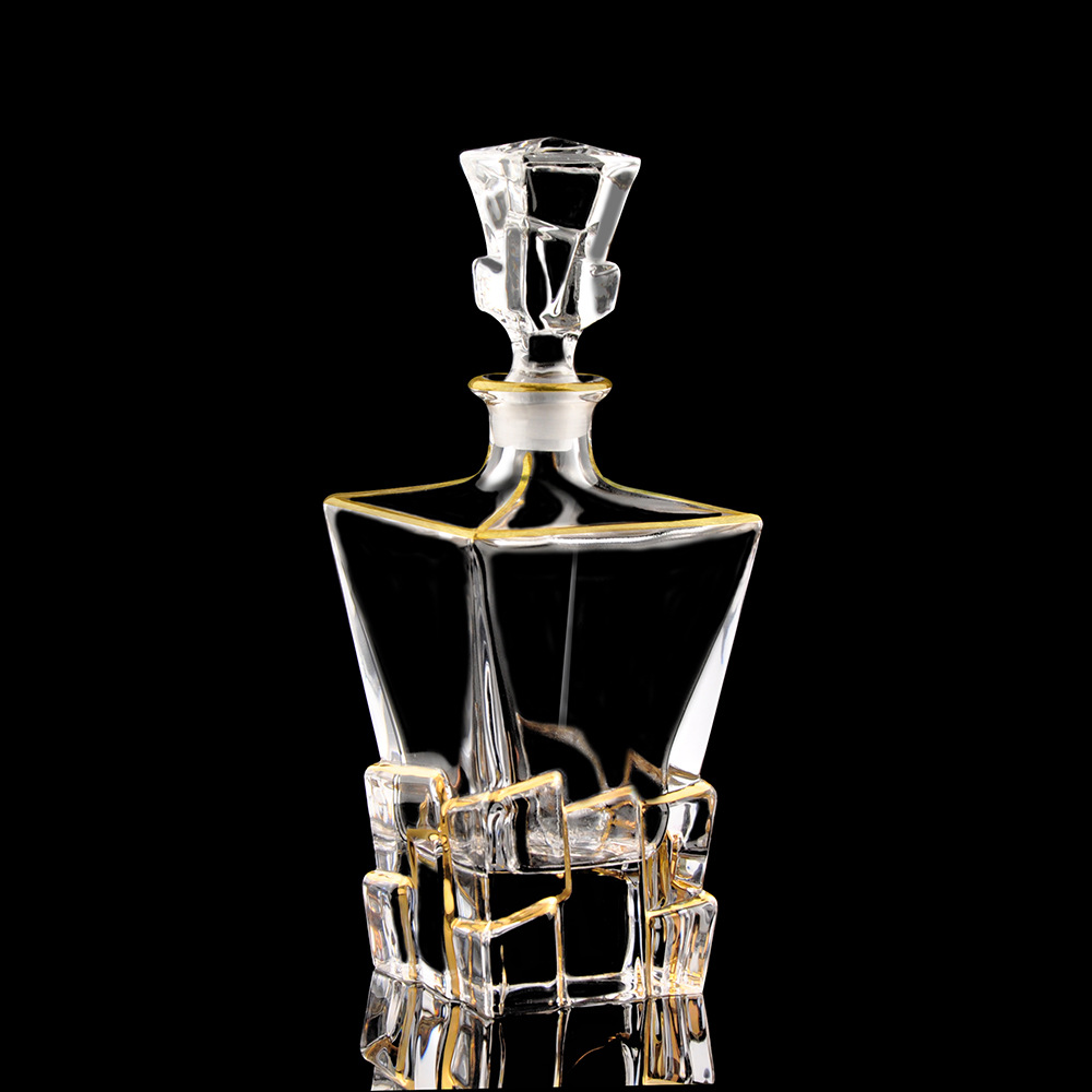 跨境奢华描金威士忌酒樽套装 创意水晶玻璃酒杯啤酒杯酒具套装