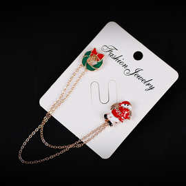 厂家批发圣诞系列圣诞老人胸针百搭胸扣创意胸针流苏一体式胸针