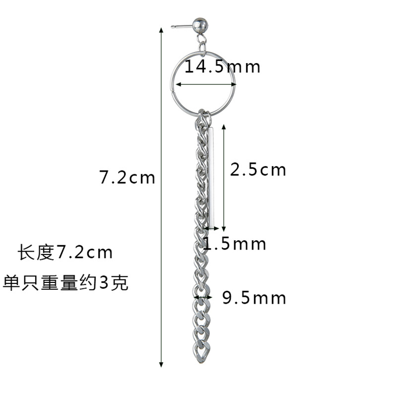 Harajuku Earrings Ring Long Chain Ear Clips Titanium Steel Tassel Jewelry Single display picture 1