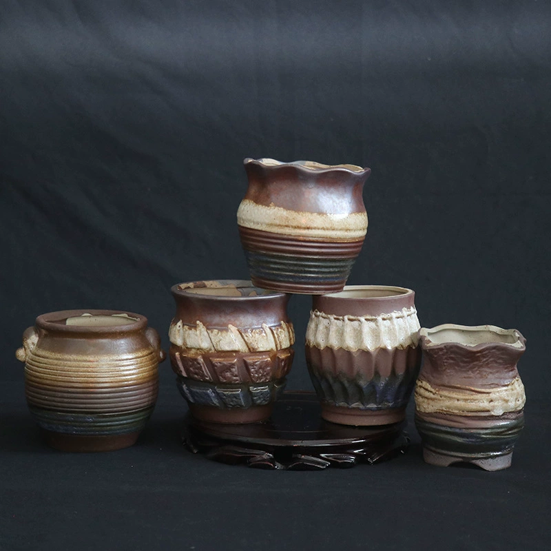 Горшок для суккулентов из керамогранита дышащий индивидуальный креативный Ретро Крытый китайский стиль Старый ворс керамический горшок взрыва