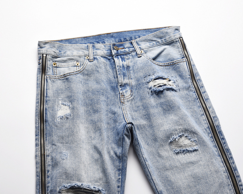 Men's Ripped Jeans Distressed Washed Deconstructed Denim Trousers_voghion.com