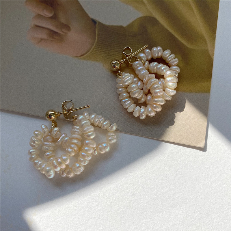 9g Weight Drop Earrings Classification 1 Pair Quantity Daily Occasion Freshwater Pearl Material Solid Color Pattern Women'S Gender Beaded Design Retro Style 1 Pair Retro Solid Color Freshwater Pearl Beaded Drop Earrings 2