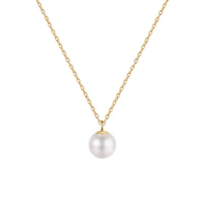 s925 Silver-plated 14k A small minority Light extravagance Shell beads Necklace golden Geometric Pendant Simplicity Versatile clavicle
