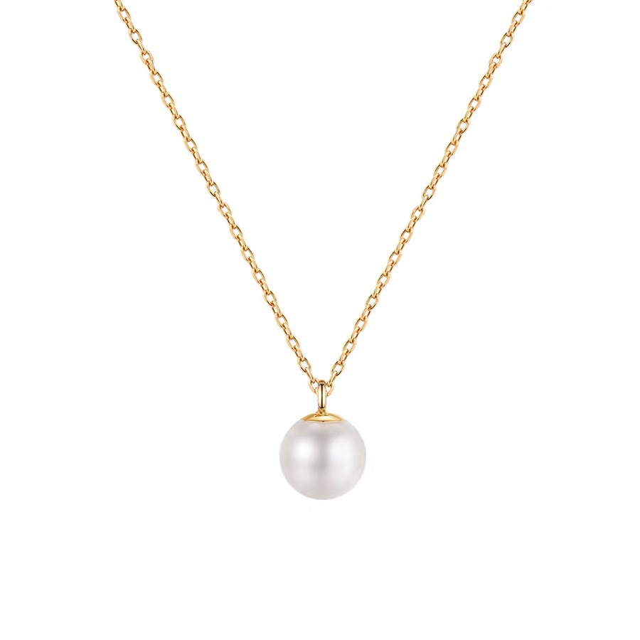 s925 Silver-plated 14k A small minority Light extravagance Shell beads Necklace golden Geometric Pendant Simplicity Versatile clavicle