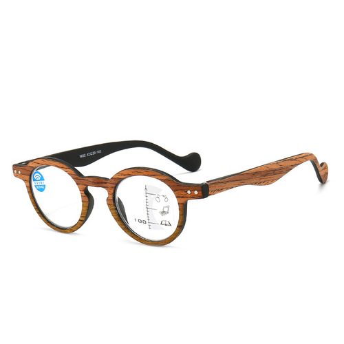 Cross-border new wood grain anti-blue light smart progressive multi-focus reading glasses for men and women, distance and near-use reading glasses trend