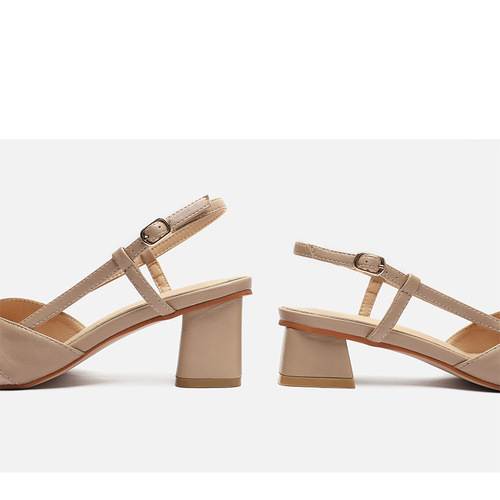 Fuhao Women's Spring Flat Sandals, Pointed Toe High Heels with Closed-Toe Buckle