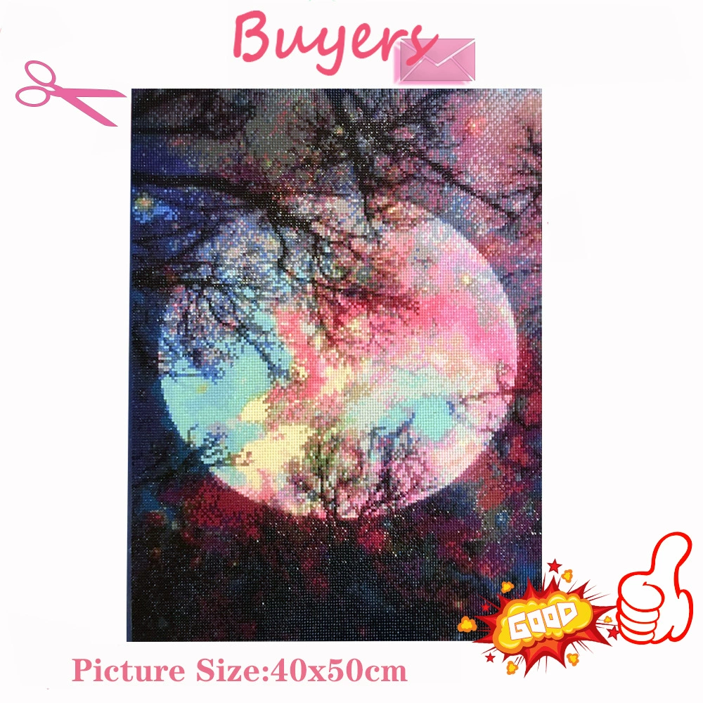Новый DIY diamond painting Лунный пейзаж Полный алмаз круглая насадка Массачер декоративная живопись Производитель Direct Sales