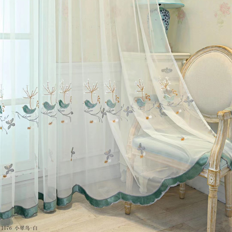 厂家直销2020新款高档客厅卧室贴绒绣花纱欧式新中式刺绣纱帘窗帘|ms