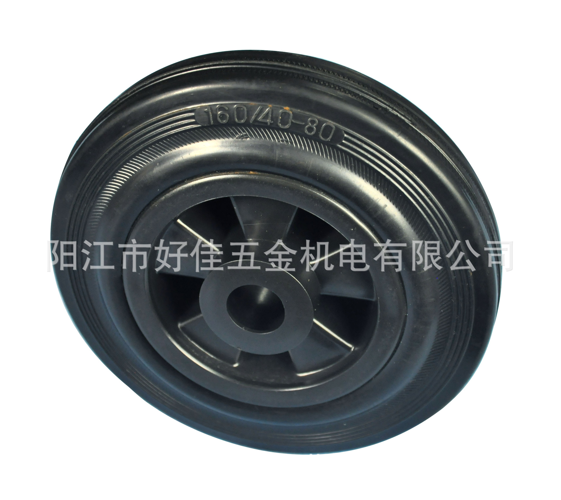 源头工厂直供160mm高强度黑色塑芯框耐磨橡胶行李车脚轮