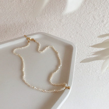natural freshwater pearl necklace women's fashion barhaoke clavicle chain special-interest design 14k gilded necklace sweater chain undefined