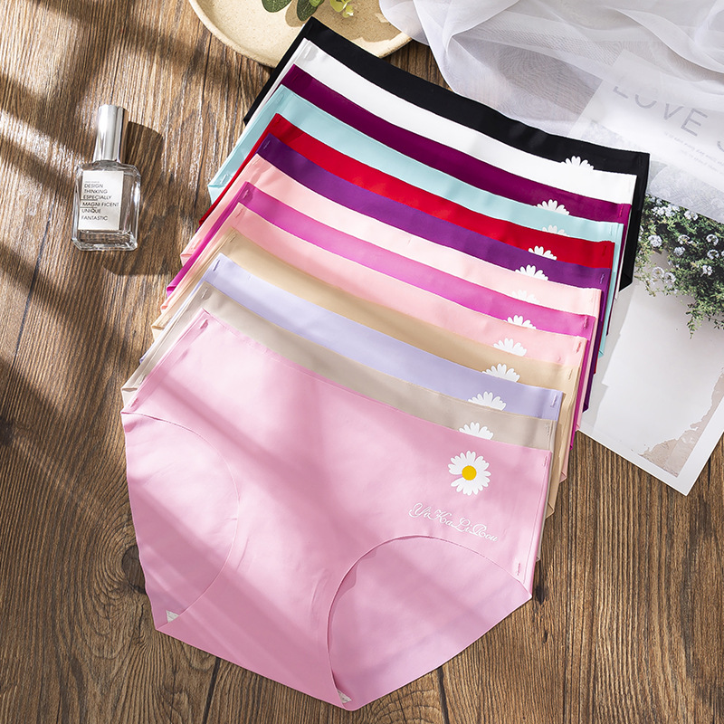 夏季简约印花冰丝内裤女批发丝滑透气薄款女士舒适亲肤柔软三角裤