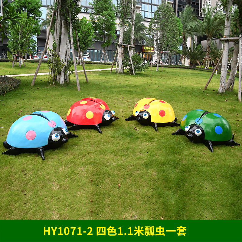 Al Aire Libre flor jardín paisaje simulación mariquita de siete estrellas escultura luminosa Villa patio césped decoración escarabajo adornos