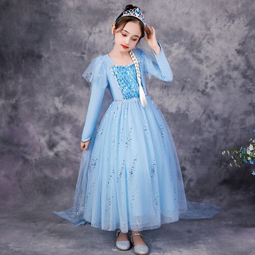 Frozen 2 Elsa Princess Dress Long Sleeve Pure Cotton Children Girls Dress Autumn Elsa One Piece Dropshipping