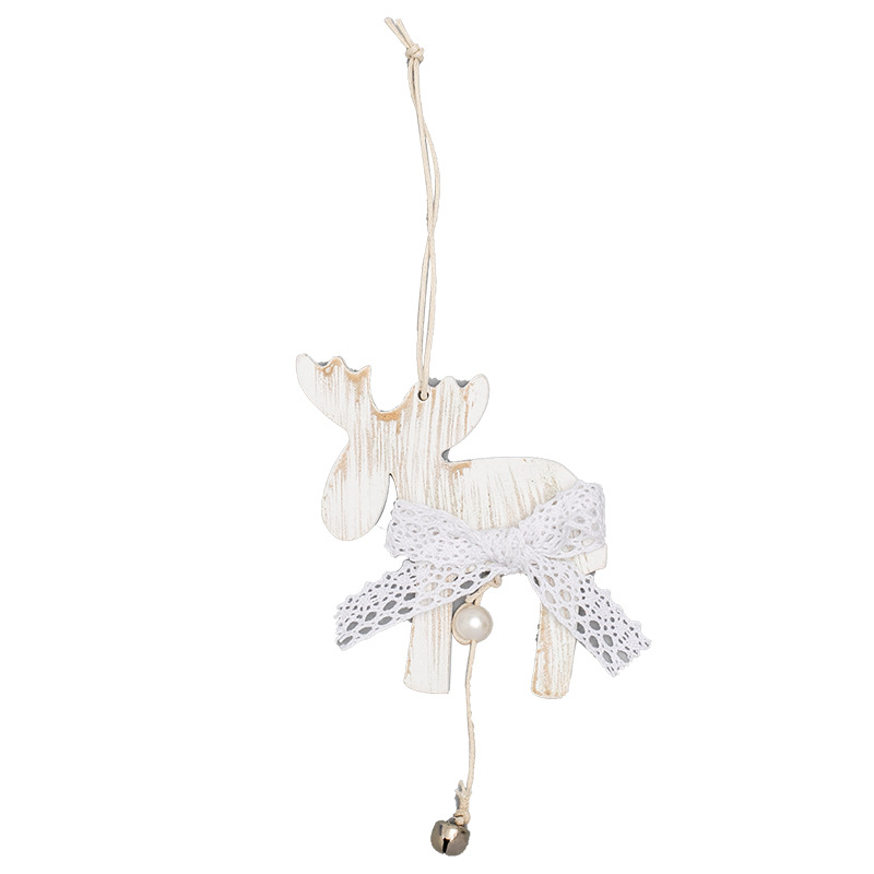 Navidad encaje blanco alce pentagramas amor árbol de Navidad colgante decoración de Navidad guirlandas decoración de caña